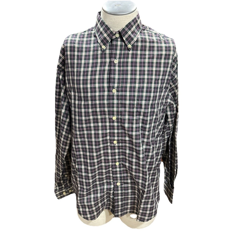 Louis Philippe‎ mens shirt Casual Botton Up Long Sleeve L 41/42 pocket Plaid
